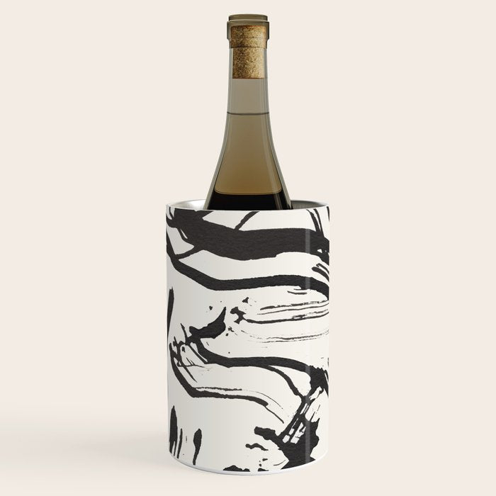 Black and White Brushstroke Minimal Abstract  Art #1 Wine Chiller Gallery Image 1