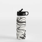Black and White Brushstroke Minimal Abstract  Art #1 Water Bottle Gallery Image 1
