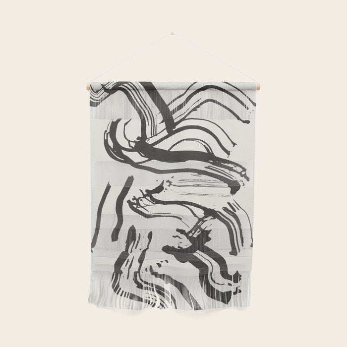 Black and White Brushstroke Minimal Abstract  Art #1 Wall Hanging Gallery Image 1