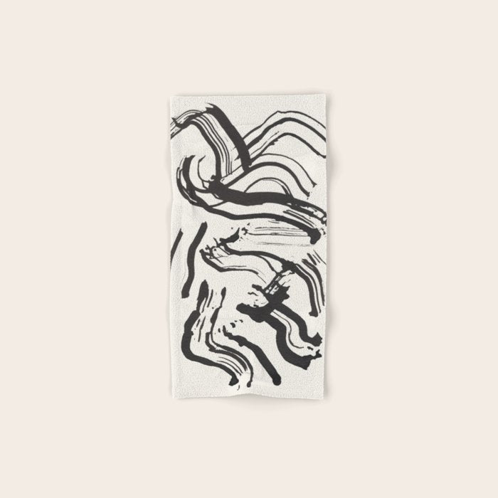 Black and White Brushstroke Minimal Abstract  Art #1 Bath Towel Gallery Image 1