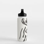 Black and White Brushstroke Minimal Abstract  Art #1 Water Bottle Gallery Image 3