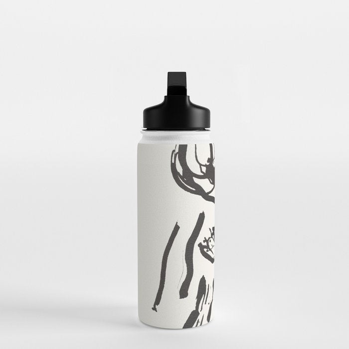Black and White Brushstroke Minimal Abstract  Art #1 Water Bottle Gallery Image 3
