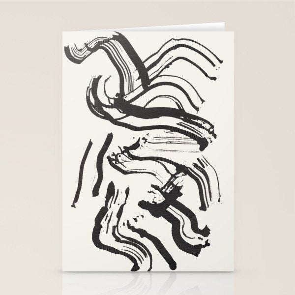 Black and White Brushstroke Minimal Abstract  Art #1 Stationery Card Gallery Image 1