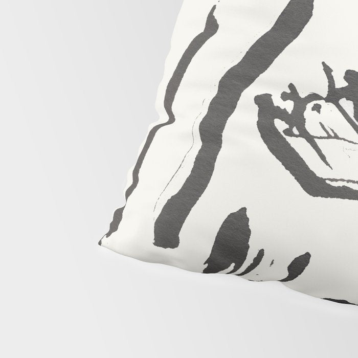 Black and White Brushstroke Minimal Abstract  Art #1 Pillow Sham Gallery Image 4