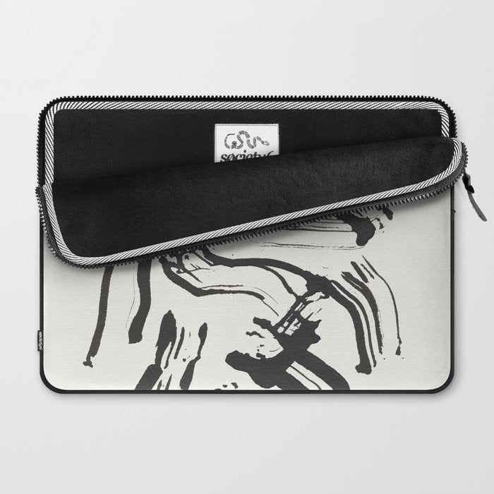 Black and White Brushstroke Minimal Abstract  Art #1 Laptop Sleeve Gallery Image 2