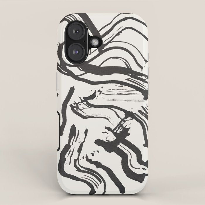 Black and White Brushstroke Minimal Abstract  Art #1 iPhone Case Gallery Image 1