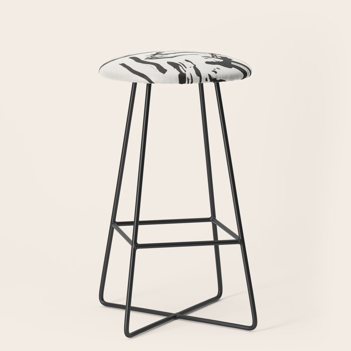Black and White Brushstroke Minimal Abstract  Art #1 Stool Gallery Image 1