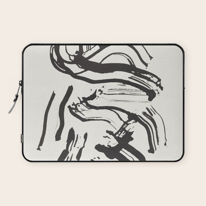 Black and White Brushstroke Minimal Abstract  Art #1 Laptop Sleeve Gallery Image 1