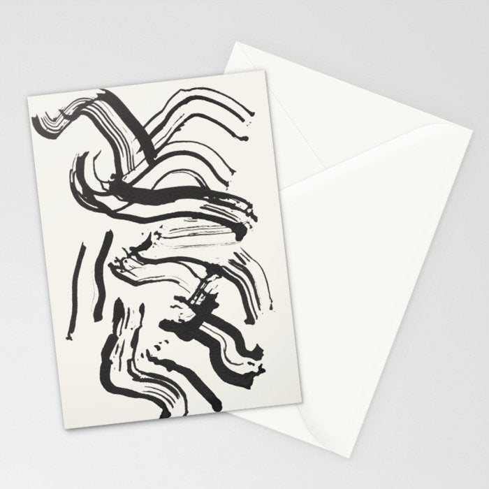 Black and White Brushstroke Minimal Abstract  Art #1 Stationery Card Gallery Image 2