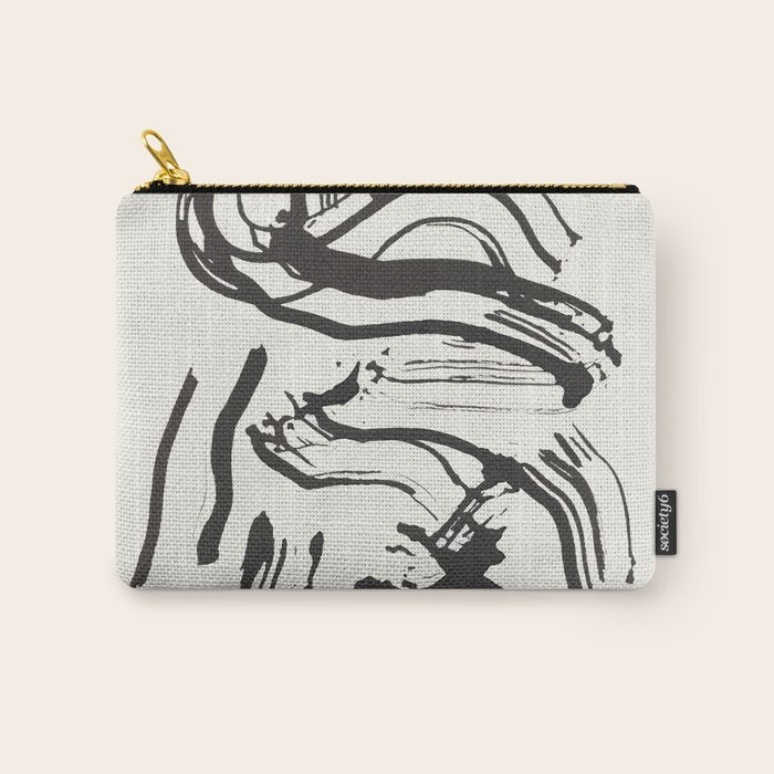 Black and White Brushstroke Minimal Abstract  Art #1 Carry All Pouch Gallery Image 1