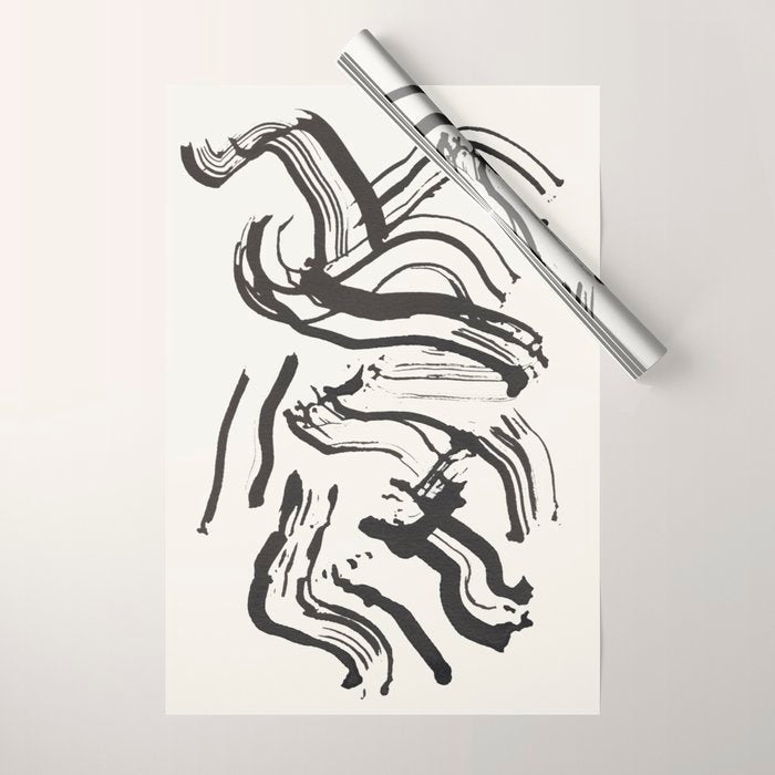 Black and White Brushstroke Minimal Abstract  Art #1 Wrapping Paper Gallery Image 1