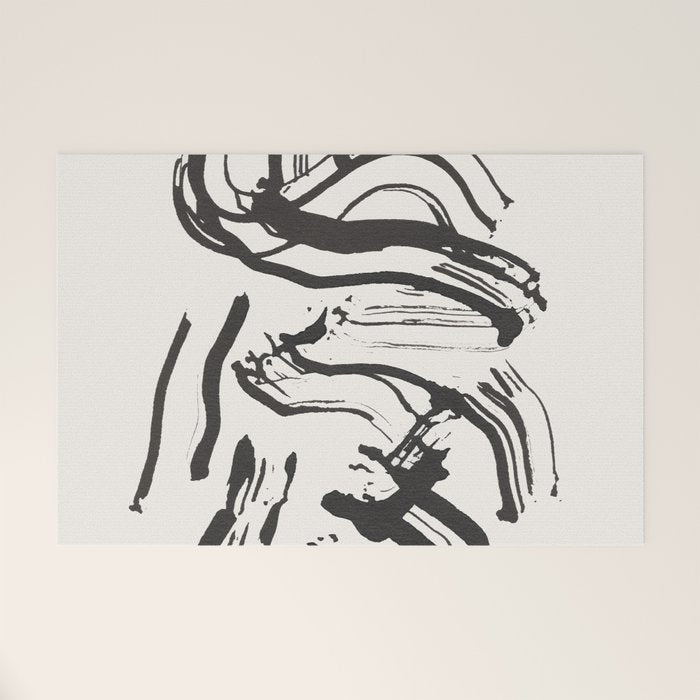 Black and White Brushstroke Minimal Abstract  Art #1 Welcome Mat Gallery Image 1