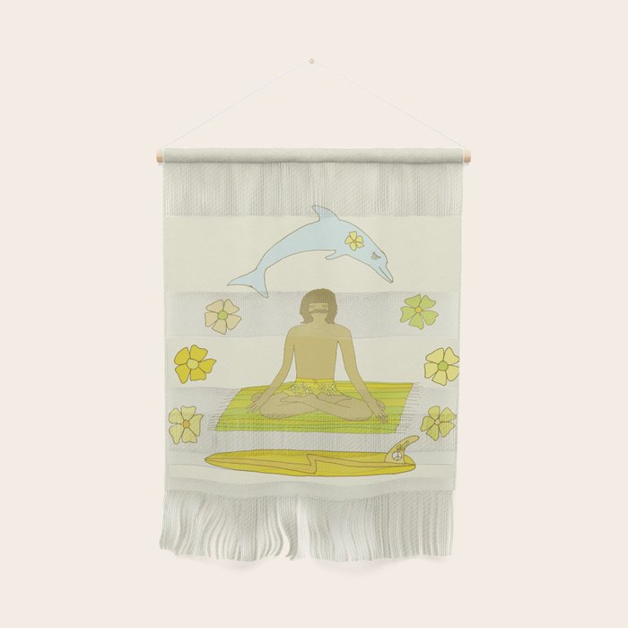 here in now surf meditate gerry lopez // retro art by surfy birdy Wall Hanging Gallery Image 1