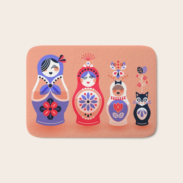 Russian Nesting Dolls - Pink & Lavender Bath Mat Gallery Image 1