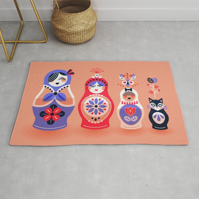 Russian Nesting Dolls - Pink & Lavender Rug Gallery Image 1