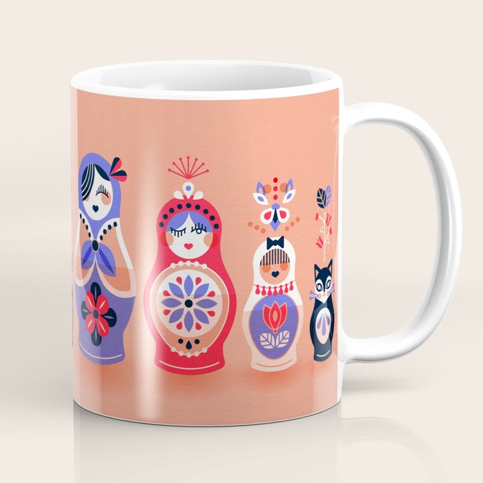 Russian Nesting Dolls - Pink & Lavender Coffee Mug Gallery Image 1