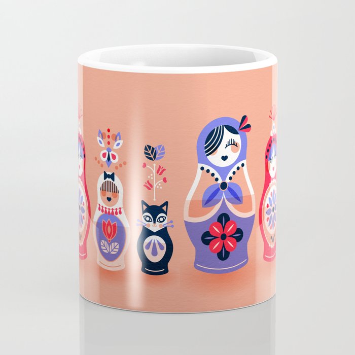 Russian Nesting Dolls - Pink & Lavender Coffee Mug Gallery Image 4