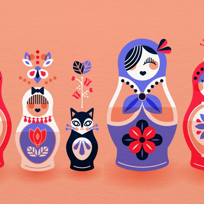 Russian Nesting Dolls - Pink & Lavender Coffee Mug Gallery Image 2