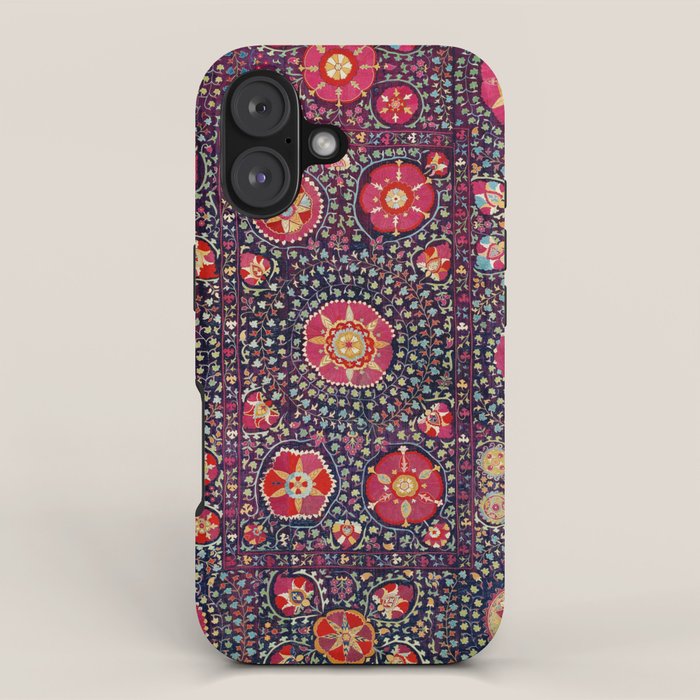 Karshi  Suzani  Antique Uzbekistan Embroidery Print iPhone Case Gallery Image 1