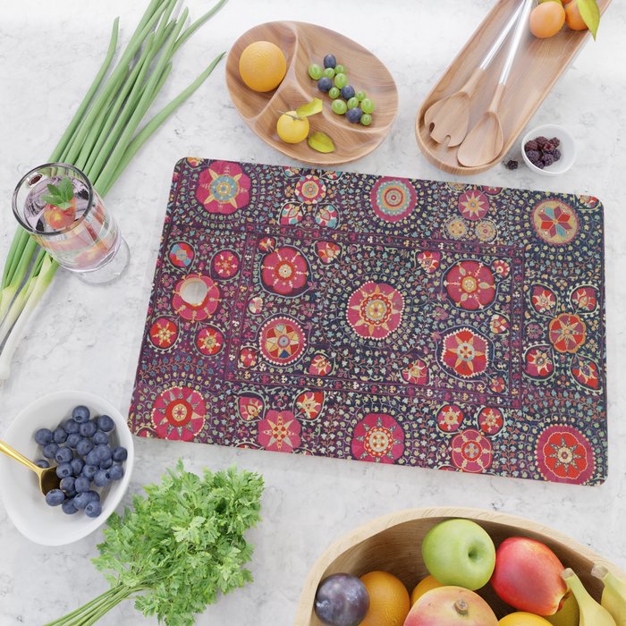 Karshi  Suzani  Antique Uzbekistan Embroidery Print Cutting Board Gallery Image 2