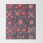 Karshi  Suzani  Antique Uzbekistan Embroidery Print Throw Blanket Gallery Image 2