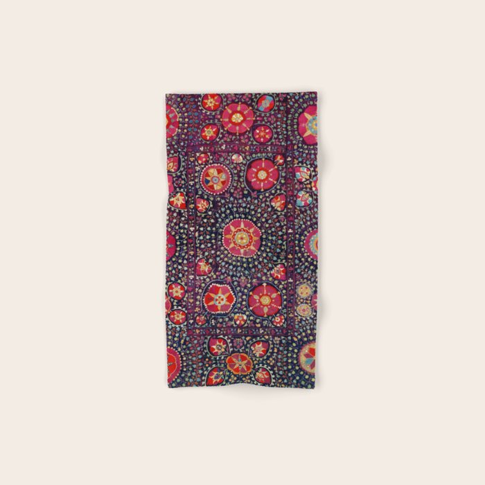Karshi  Suzani  Antique Uzbekistan Embroidery Print Bath Towel Gallery Image 1