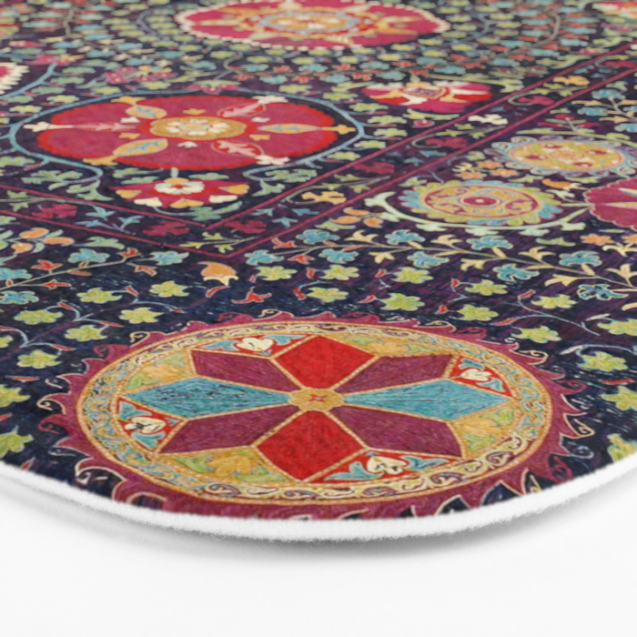 Karshi  Suzani  Antique Uzbekistan Embroidery Print Bath Mat Gallery Image 3
