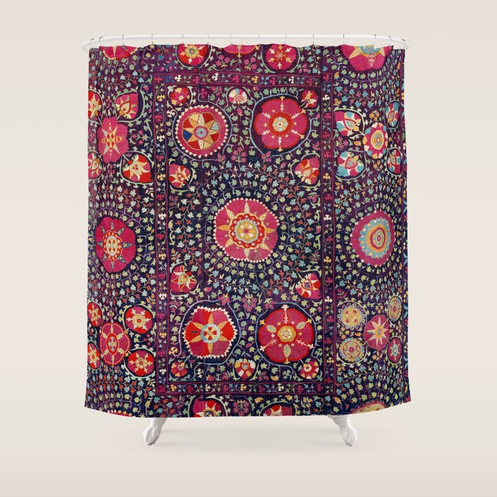 Karshi  Suzani  Antique Uzbekistan Embroidery Print Shower Curtain Gallery Image 1