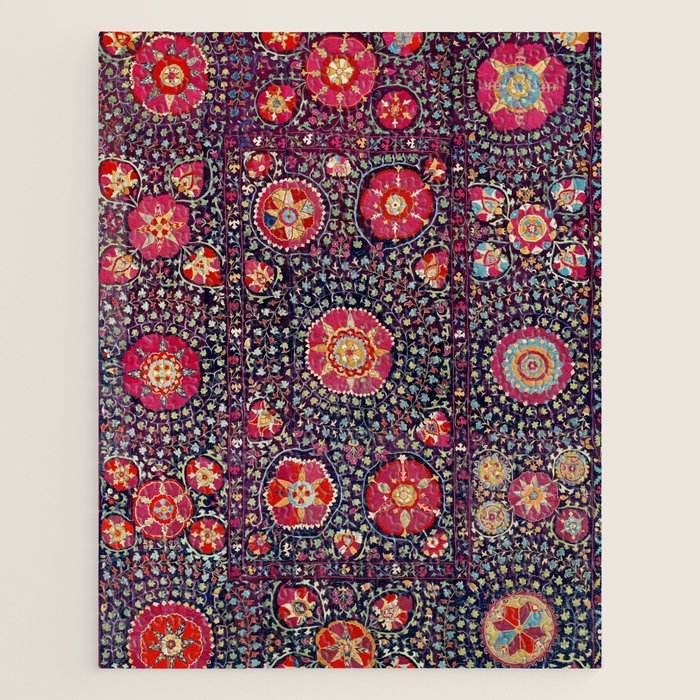 Karshi  Suzani  Antique Uzbekistan Embroidery Print Jigsaw Puzzle Gallery Image 1