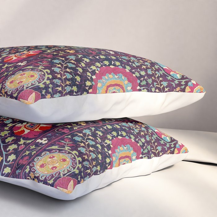 Karshi  Suzani  Antique Uzbekistan Embroidery Print Pillow Sham Gallery Image 3