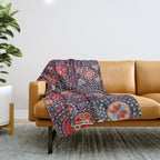 Karshi  Suzani  Antique Uzbekistan Embroidery Print Throw Blanket Gallery Image 1