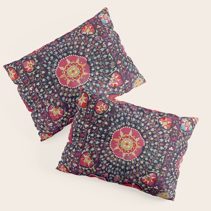 Karshi  Suzani  Antique Uzbekistan Embroidery Print Pillow Sham Gallery Image 3