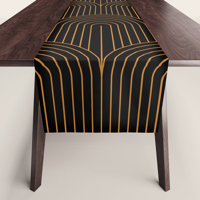 Art Deco Arch Pattern VI Black & Orange Table Runner Gallery Image 1