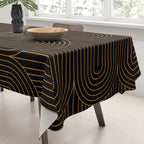 Art Deco Arch Pattern VI Black & Orange Tablecloth Gallery Image 3