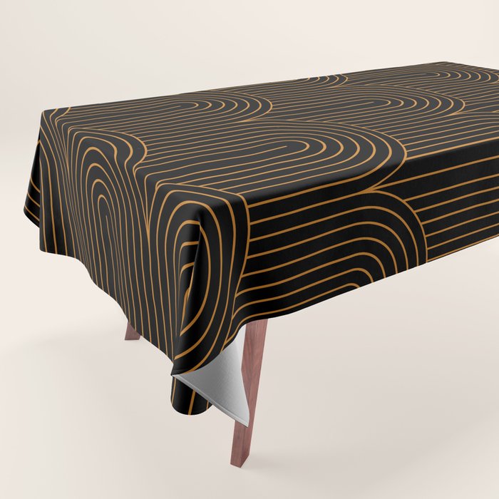 Art Deco Arch Pattern VI Black & Orange Tablecloth Gallery Image 1