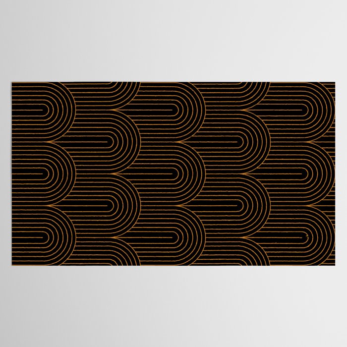 Art Deco Arch Pattern VI Black & Orange Tablecloth Gallery Image 2