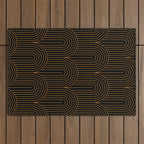 Art Deco Arch Pattern VI Black & Orange Outdoor Rug Gallery Image 1