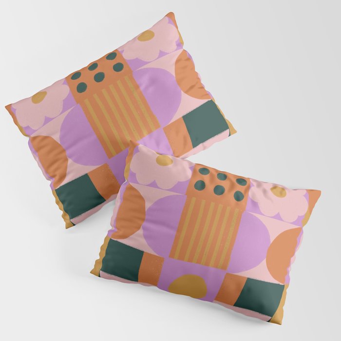 Pink and orange retro Pillow Sham Gallery Image 1