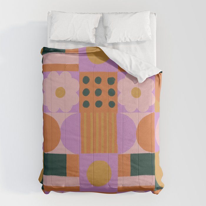 Pink and orange retro Comforter Gallery Image 1