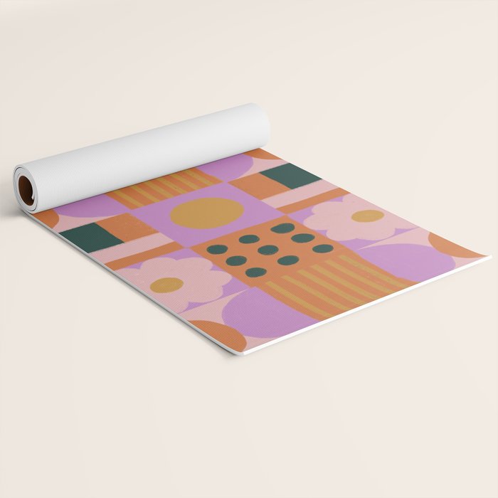 Pink and orange retro Yoga Mat Gallery Image 2
