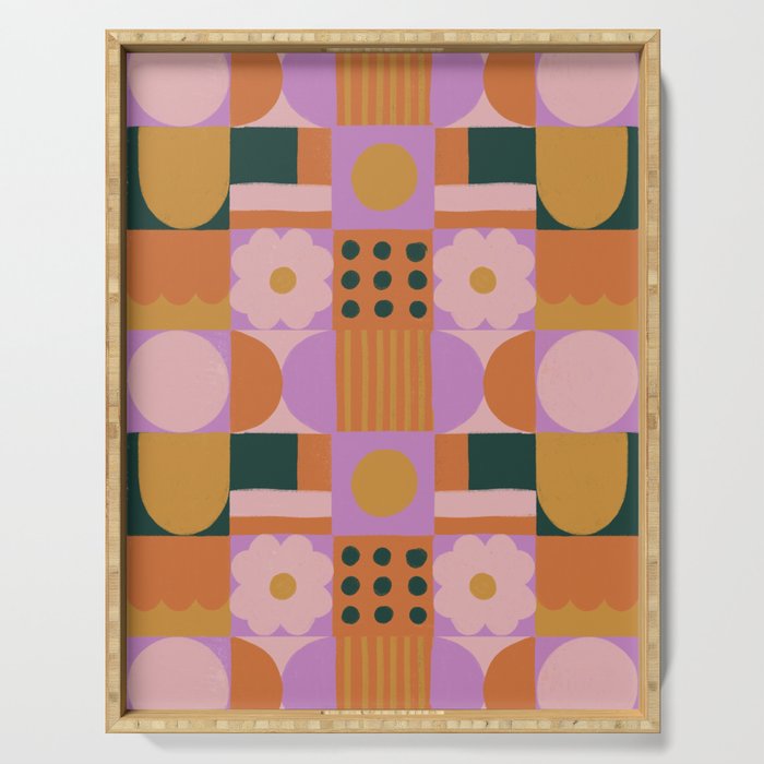 Pink and orange retro Serving Tray Gallery Image 1