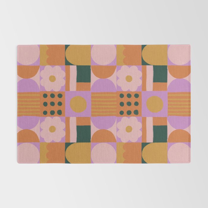 Pink and orange retro Rug Gallery Image 2