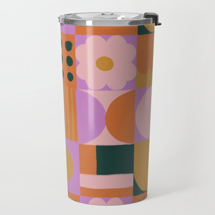 Pink and orange retro Travel Mug Gallery Image 2