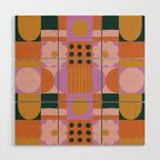 Pink and orange retro Wood Wall Art Gallery Image 1