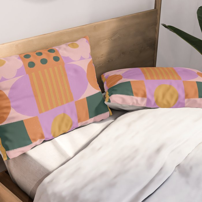 Pink and orange retro Pillow Sham Gallery Image 2
