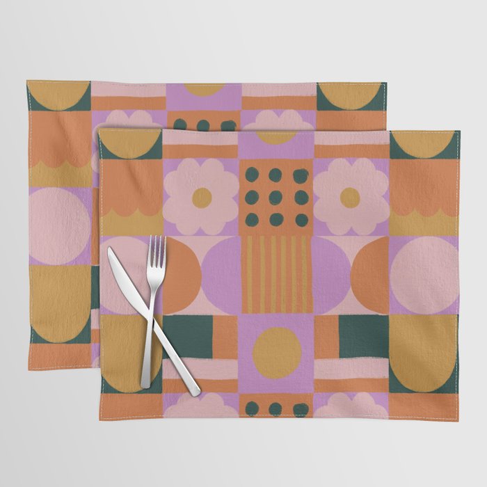 Pink and orange retro Placemat Gallery Image 1
