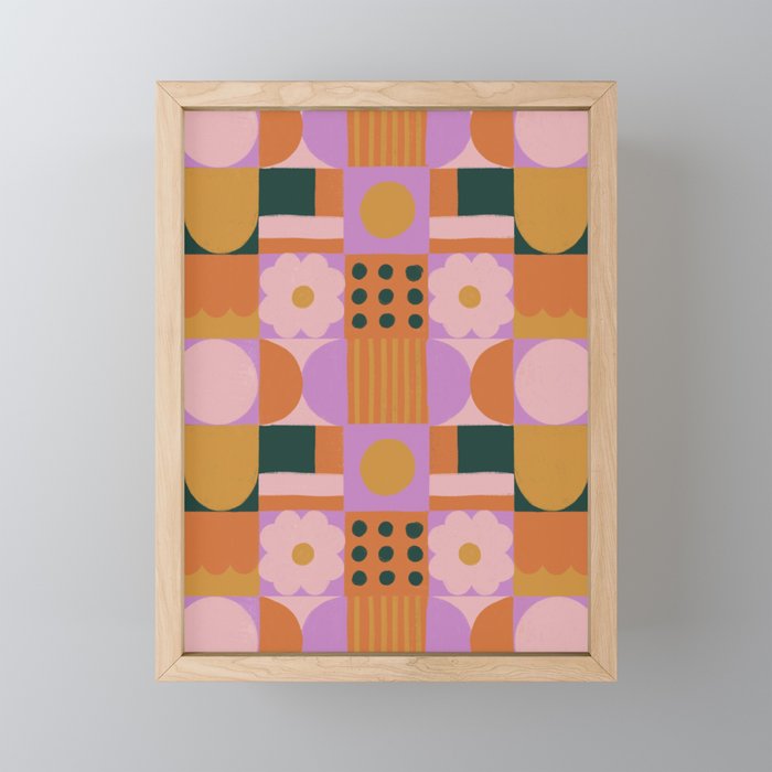 Pink and orange retro Mini Art Print Gallery Image 1