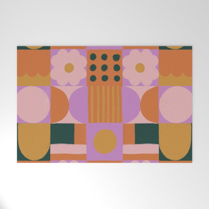 Pink and orange retro Welcome Mat Gallery Image 1