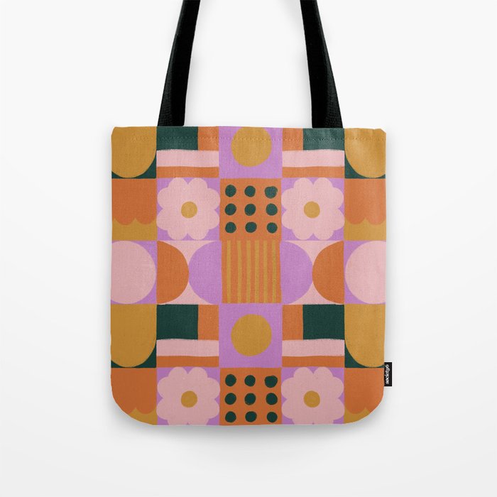 Pink and orange retro Tote Bag Gallery Image 1