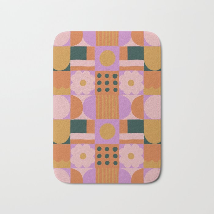 Pink and orange retro Bath Mat Gallery Image 1
